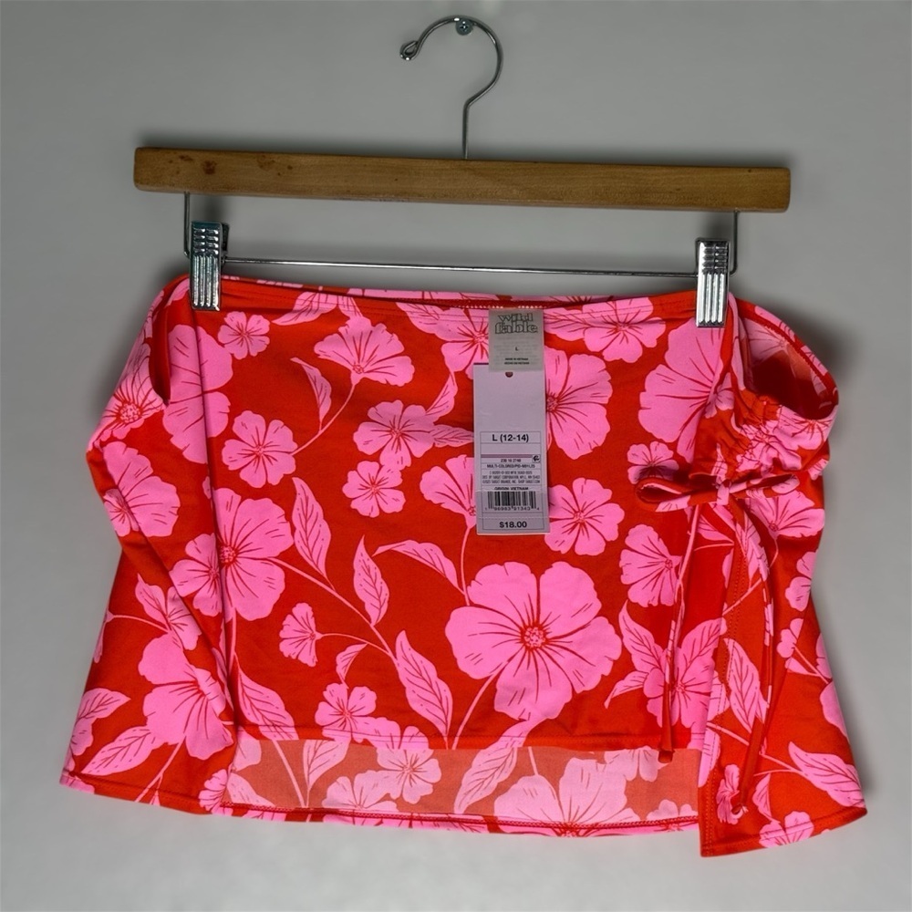 New Wild Fable Red and Pink Floral Cover Up Skirt Large